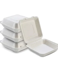 Κουτιά φαγητού από ζαχαροκάλαμο - sugarcane food box 50pcs 23x23x8