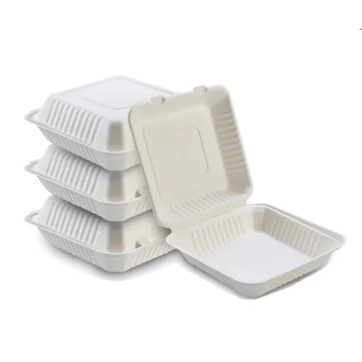 Κουτιά φαγητού από ζαχαροκάλαμο - sugarcane food box 50pcs 23x23x8