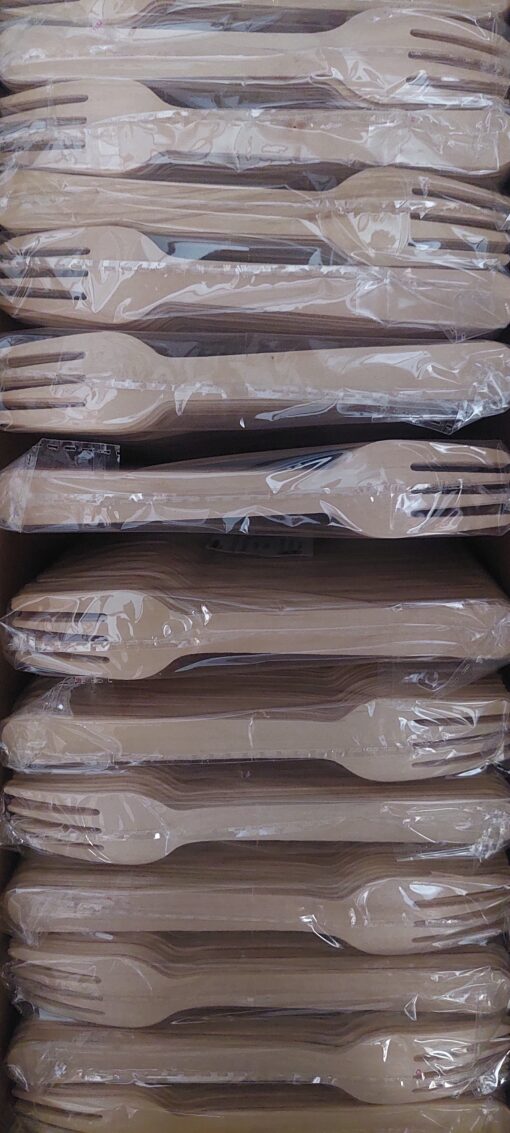 🍴 Ξύλινα Πιρούνια 16 cm – Συσκευασία 100 τεμαχίων  Wooden Forks 16 cm – 100 pcs pack